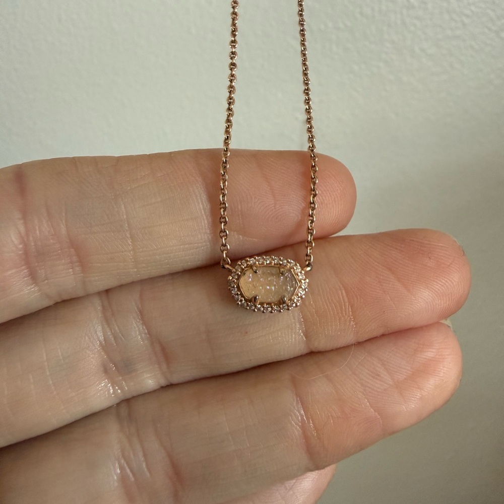 Kendra Scott Rose Gold Necklace with Oval Pendant